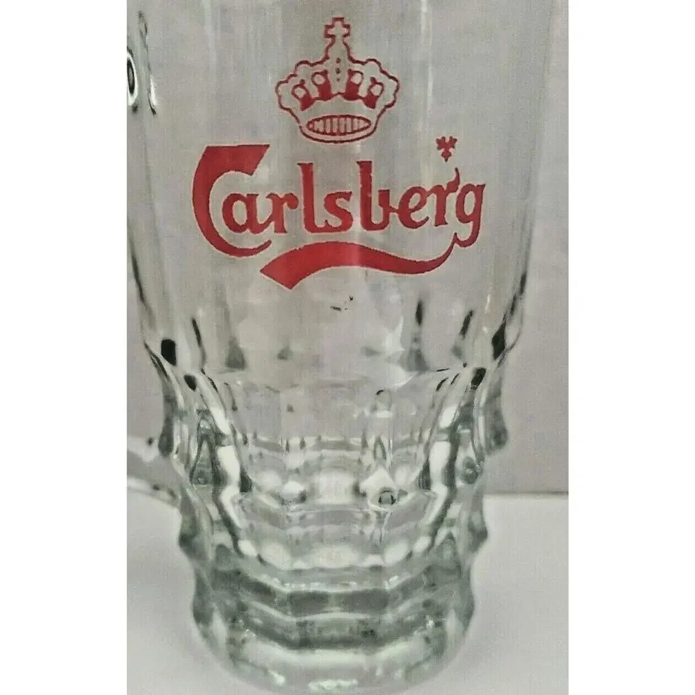 Vintage 1960's Carlsberg Beer Red Crown Logo Mug / Glass‎ w/ Gold Rim U205